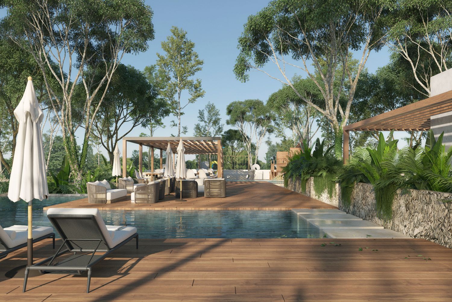 Residential land in gated community with amenities for sale inside Aldea Zama Tulum