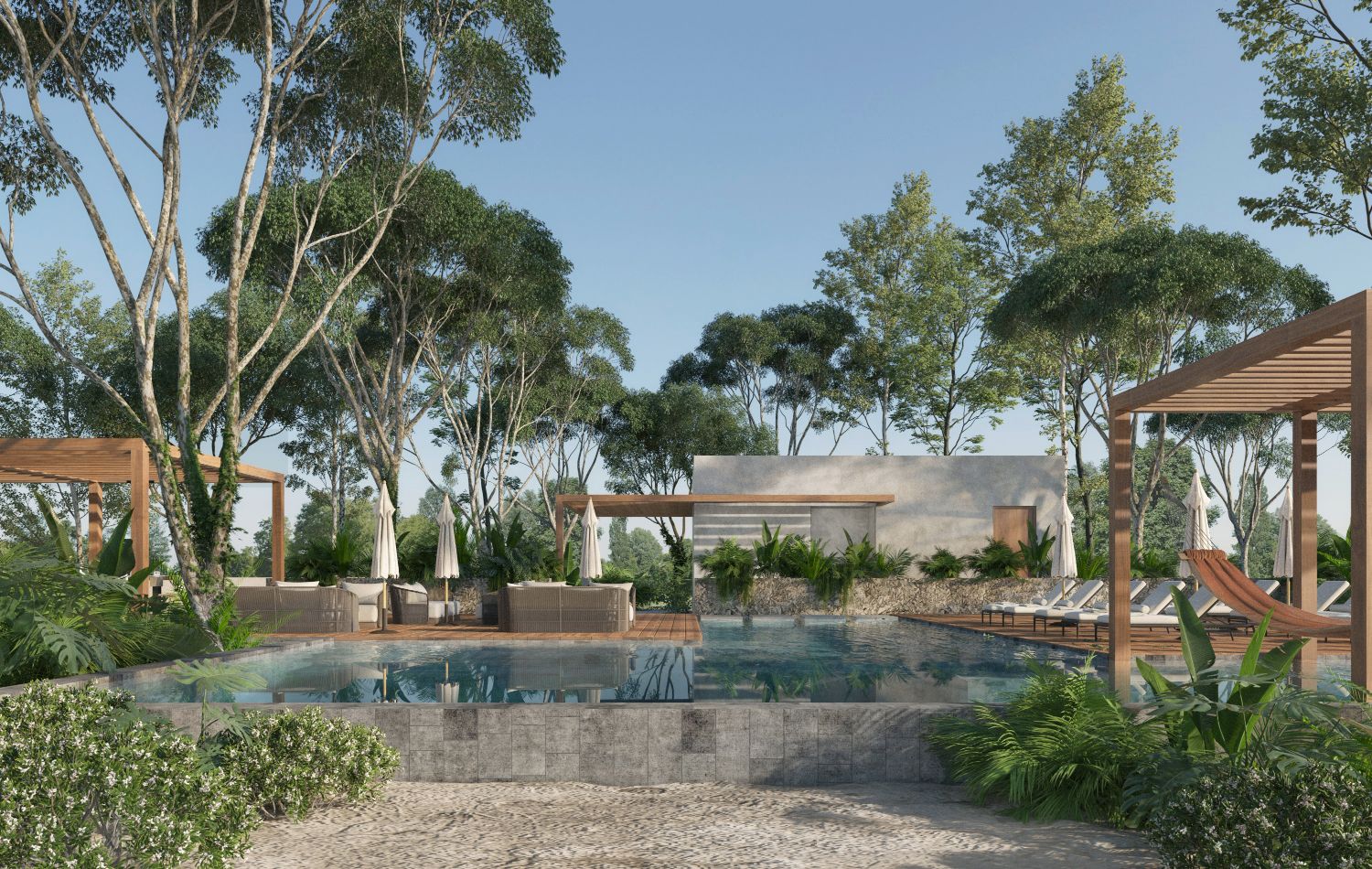 Residential land in gated community with amenities for sale inside Aldea Zama Tulum