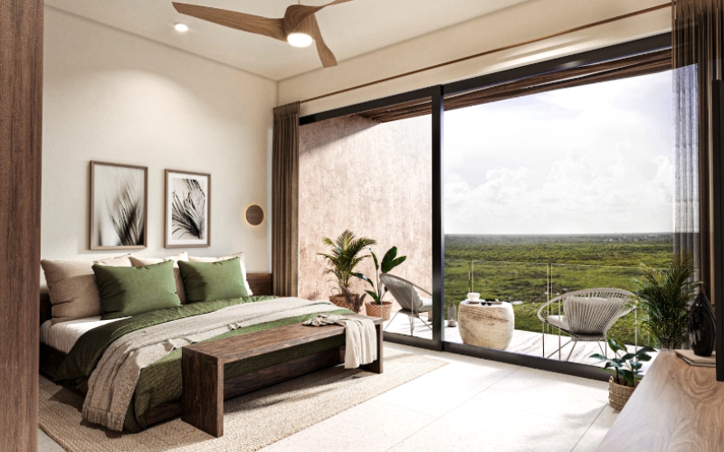 Apartment with common terrace overlooking the sea, barbecue area and pool, access to the beach, pre-construction, for sale Tankah Bay Tulum.