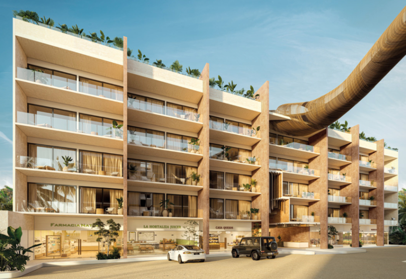 Departamento en segundo piso con alberca privada, acabados de lujo en venta en aldea Zama, Tulum.