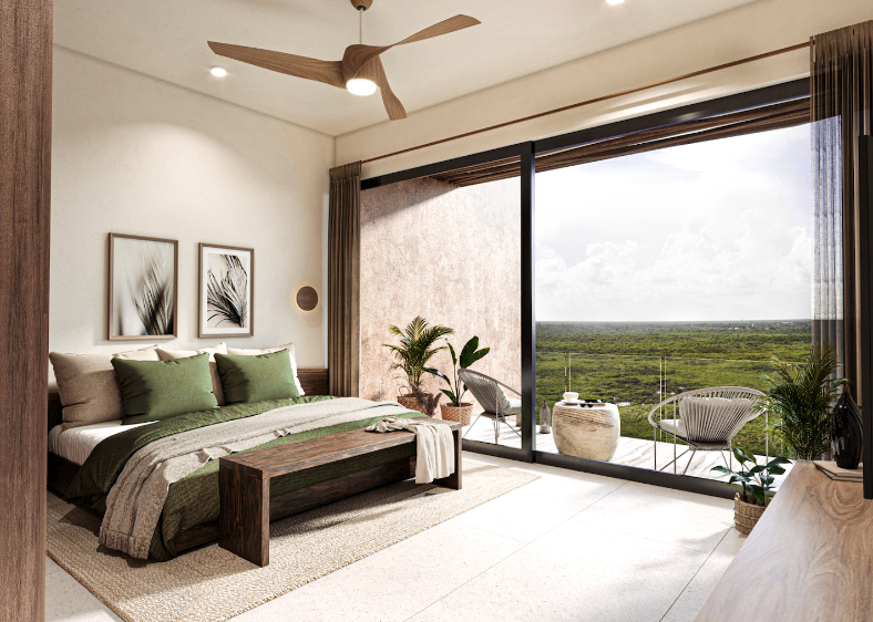 Apartment with common terrace overlooking the sea, barbecue area and pool, access to the beach, pre-construction, for sale Tankah Bay Tulum.