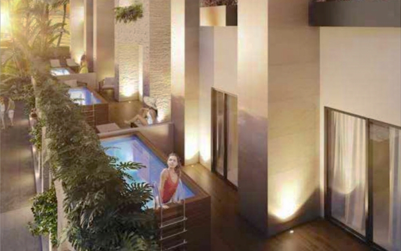 Apartment with private pool, ground floor, kitchen with breakfast bar, 2 pools in common area, for sale, Fifth Avenue, Huatulco.