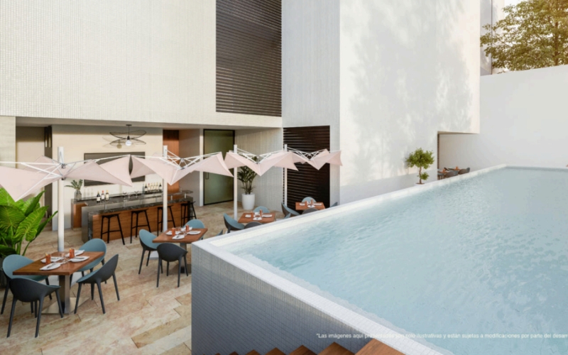 Apartamento con alberca, area de asador, centro de negocios, concierge, venta Villas La Hacienda, Zona Norte Merida