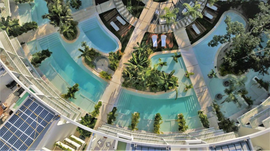 Studio 900 meters from the beach, furnished, infinity pool, cinema, spa, holistic terrace, gym, restaurant, and more, in pre-construction, f