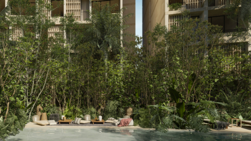 Luxury apartment with concierge, cinema, spa, gym, sky lounge, restaurant, dog area and more amenities in pre-construction, for sale Cancun.