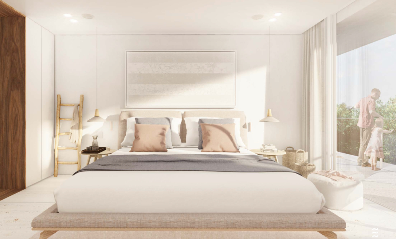 Ocean view condo, 4 bedrooms, private pool and garden, in front of the marina, pre-construction, for sale, South Hotel Zone Cozumel.