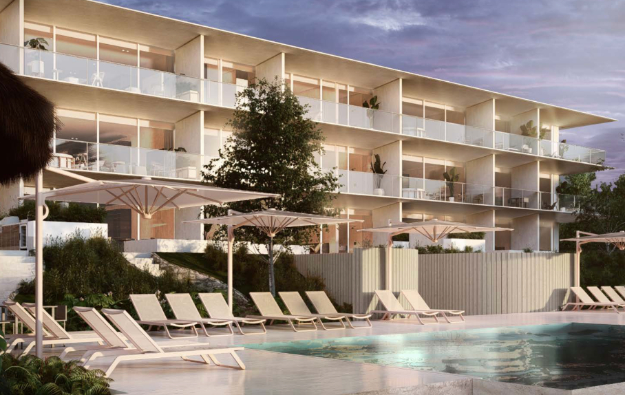 Ocean view condo, 4 bedrooms, private pool and garden, in front of the marina, pre-construction, for sale, South Hotel Zone Cozumel.