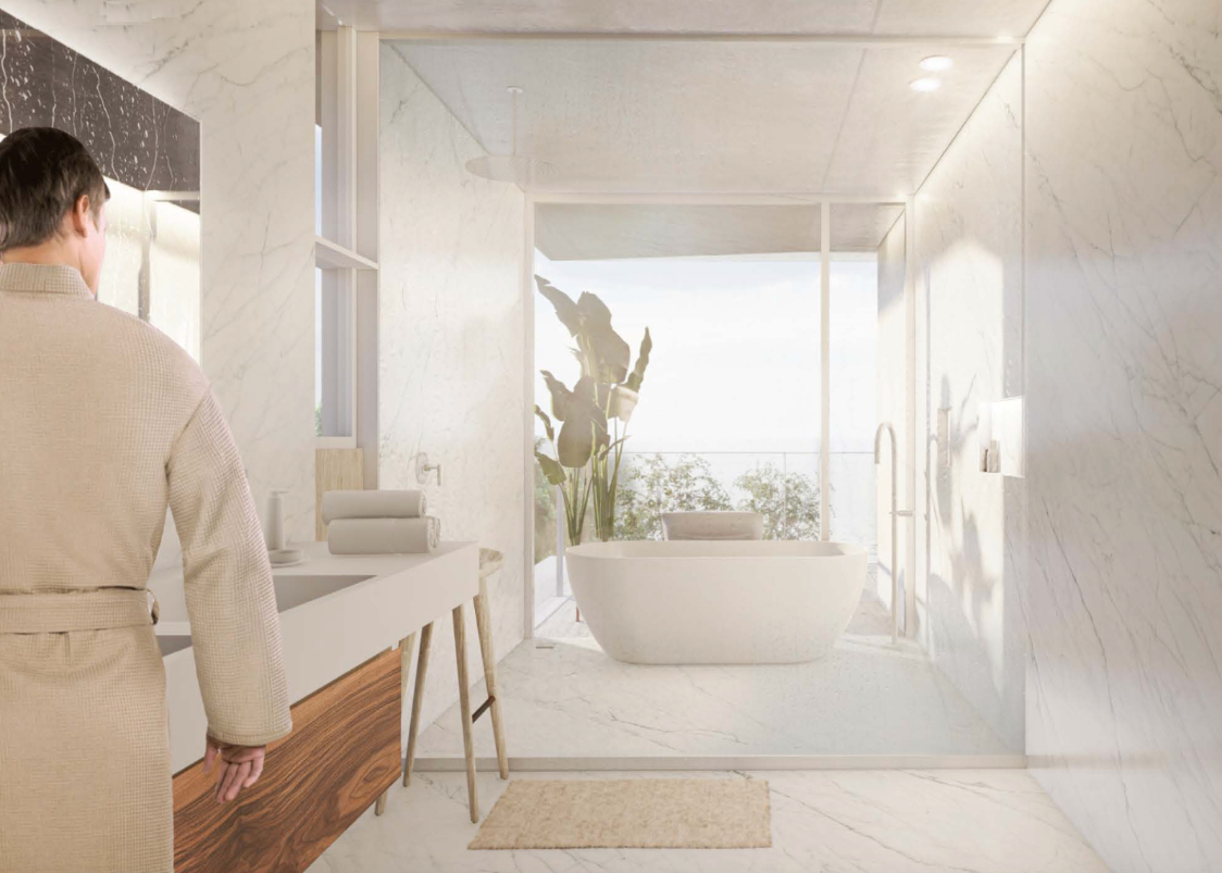 Ocean view condominium, perimeter terrace, marina front, ocean view pool, marble floor, pre-construction in South Hotel Zone, Cozumel.