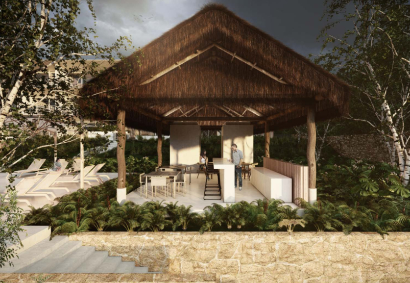 Ocean view condominium, perimeter terrace, marina front, ocean view pool, marble floor, pre-construction in South Hotel Zone, Cozumel.