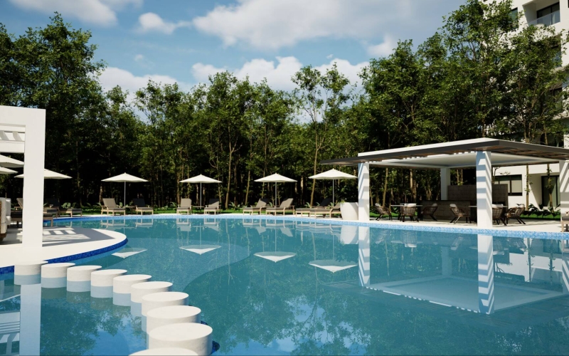 Condominium with lock off, terrace, cellar and laundry room, overlooking the forest, spa, sports courts, swimming pool, jacuzzi, children&amp;#39;s