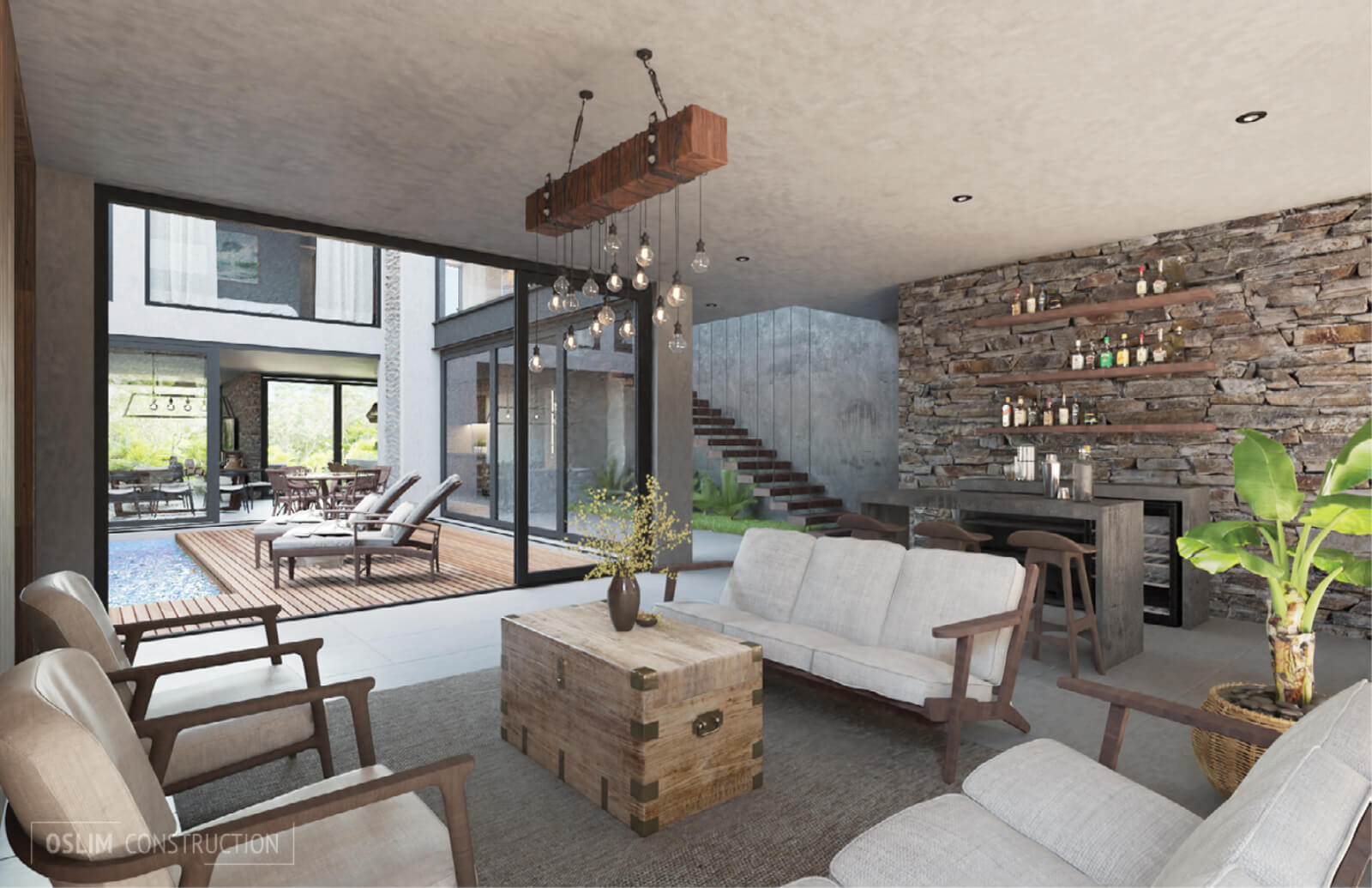 Casa en venta con piscina privada, dos niveles, terraza, patio, bar, bodega. Areas comunes, area zen, area de asadores, bar lounge.