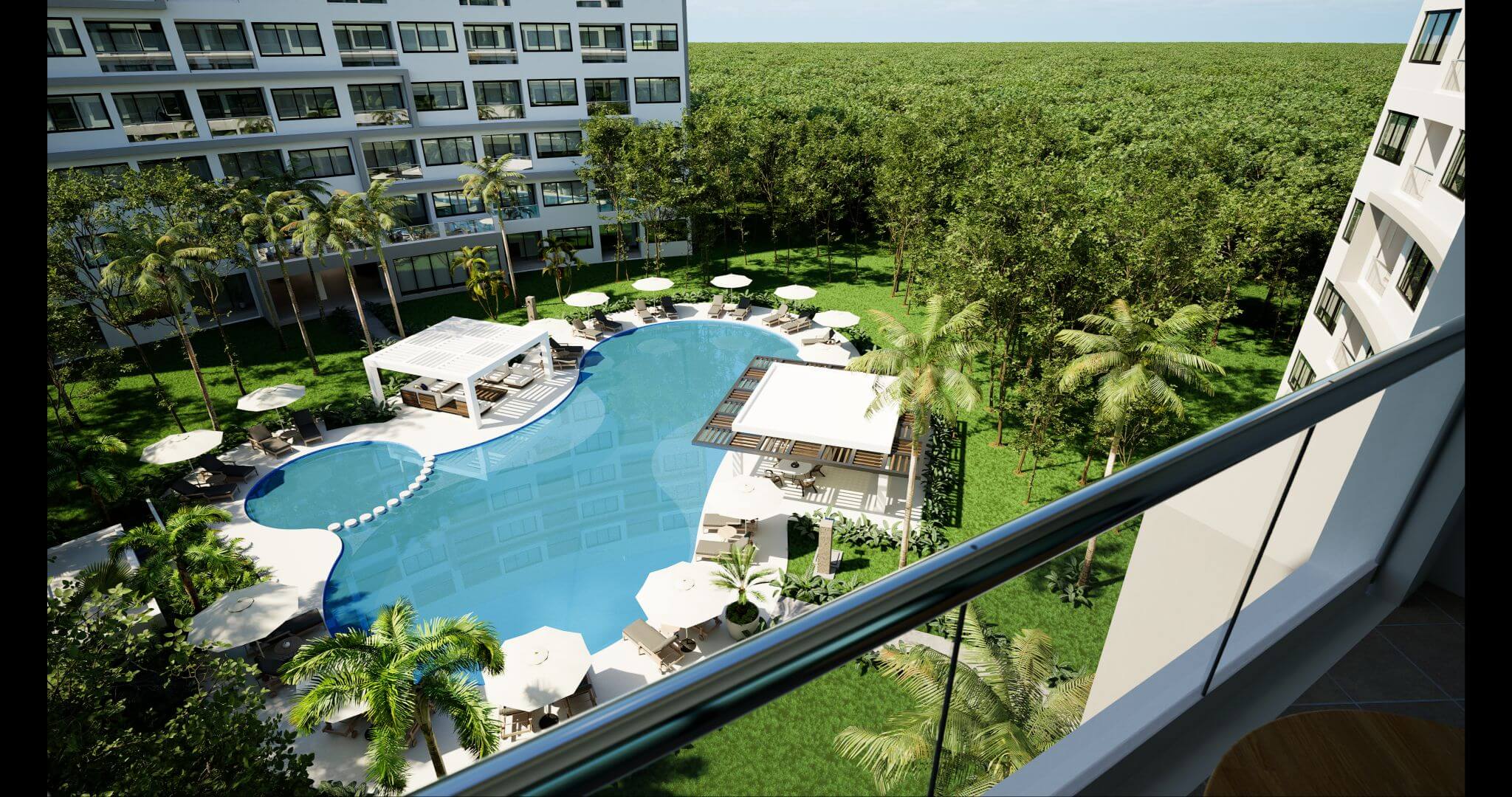 Golf-course view condo in The Village, for sale, Corasol, Playa del Carmen