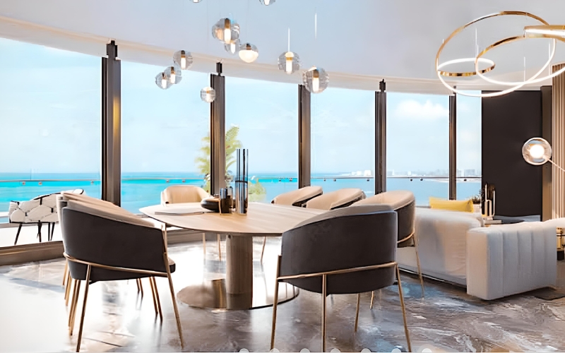 Condo with ocean and marina views, with amenities: infinity pool, spa, gym, lounge area, meeting room, lobby, located in Puerto Cancun