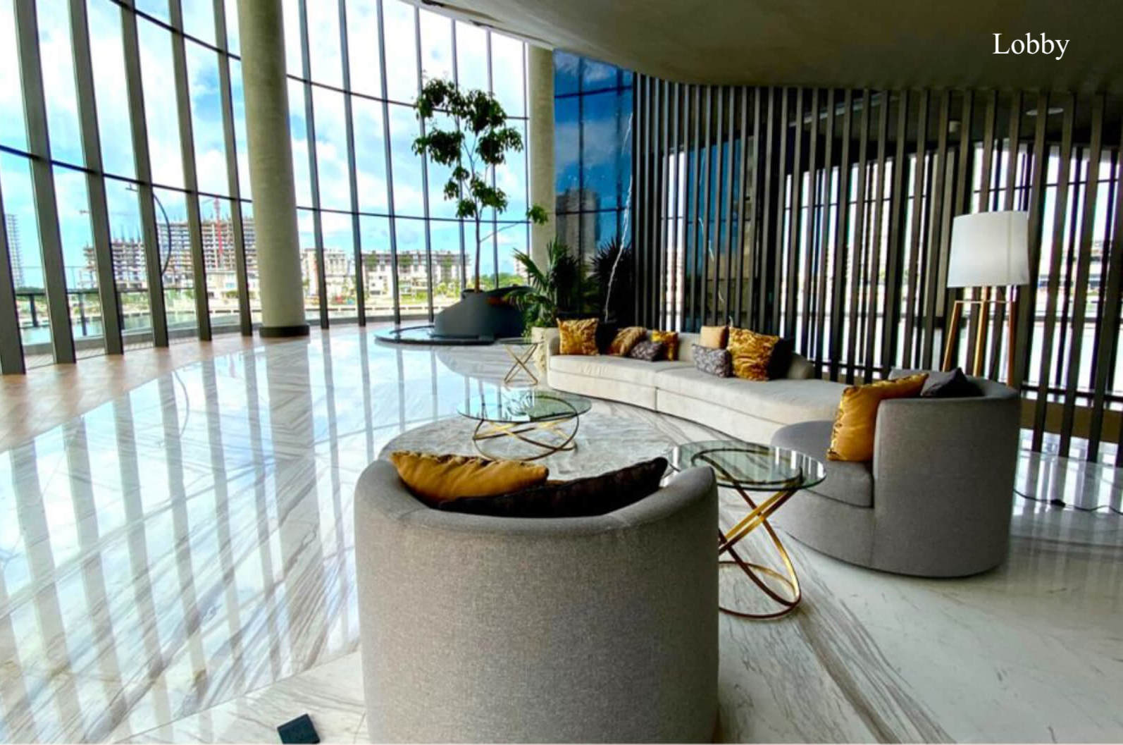 Condo with ocean and marina views, with amenities: infinity pool, spa, gym, lounge area, meeting room, lobby, located in Puerto Cancun