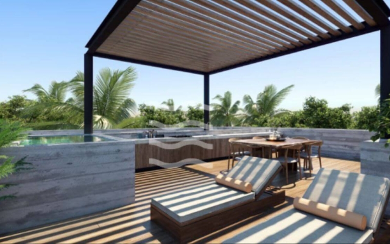 Condo with concierge, cinema, spa, gym, sky lounge, restaurant, dog area and more amenities in pre-construction, Cancun for sale.