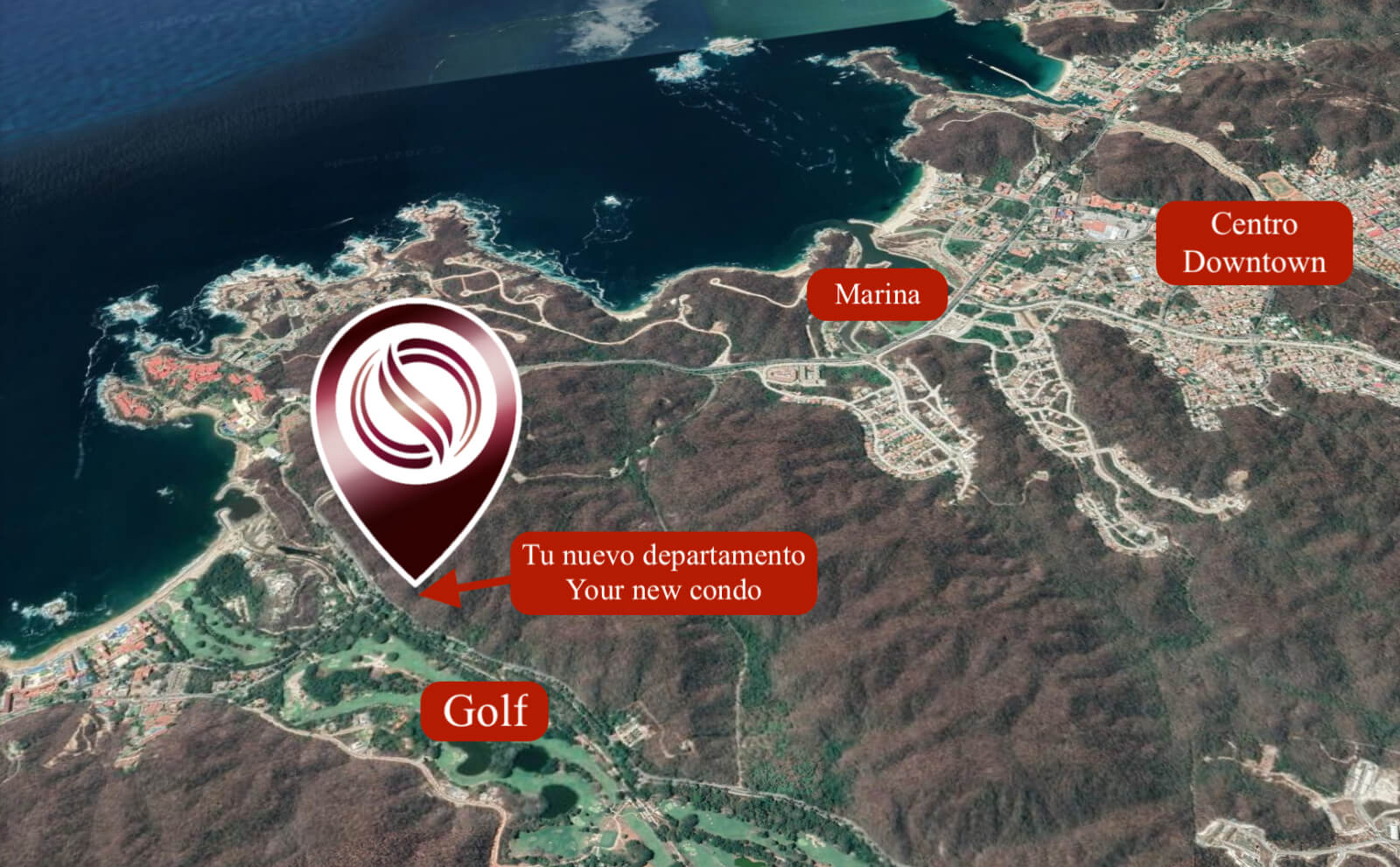 Condominium with private pool, mountain view for sale in Huatulco.