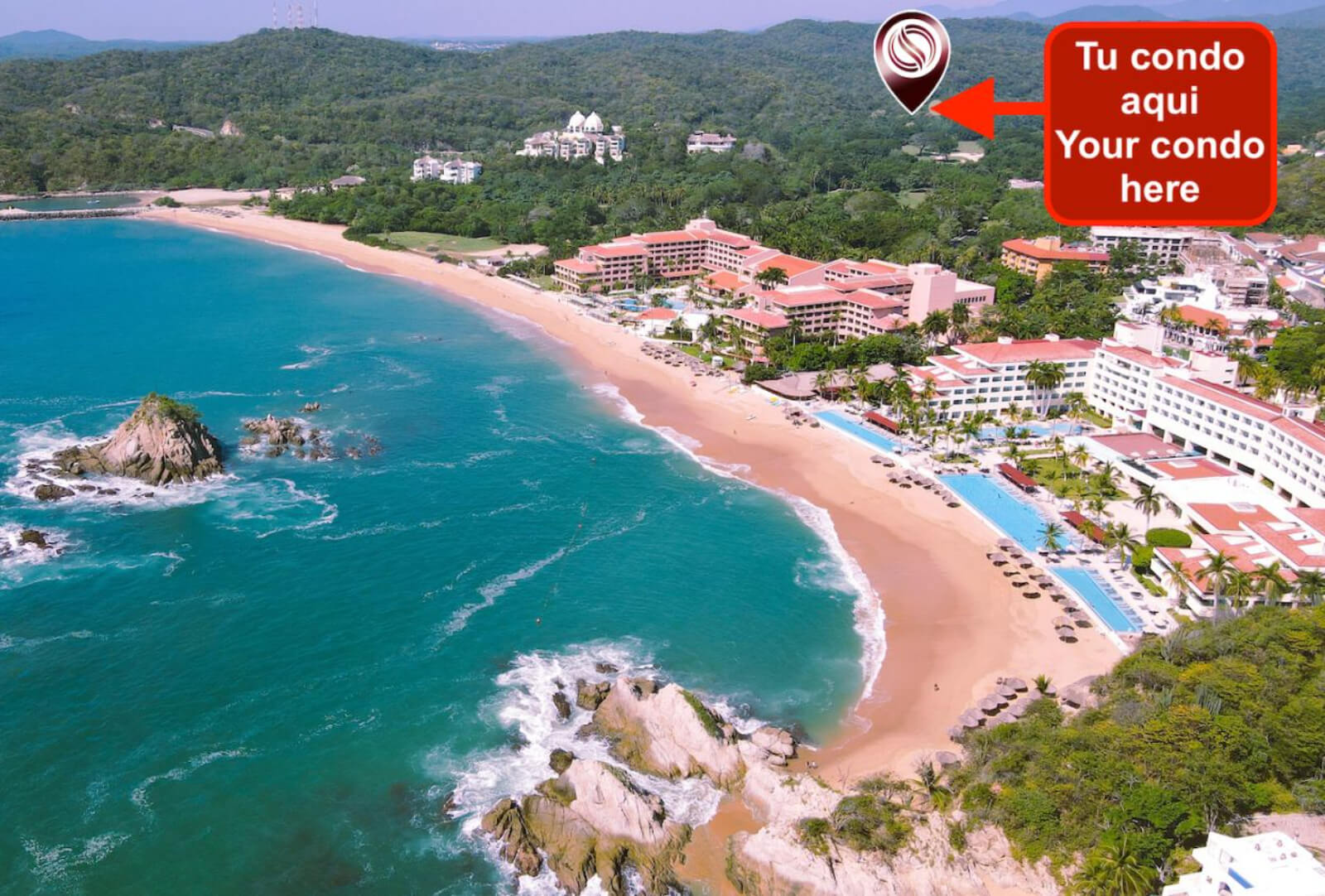 Condominium with private pool, mountain view for sale in Huatulco.