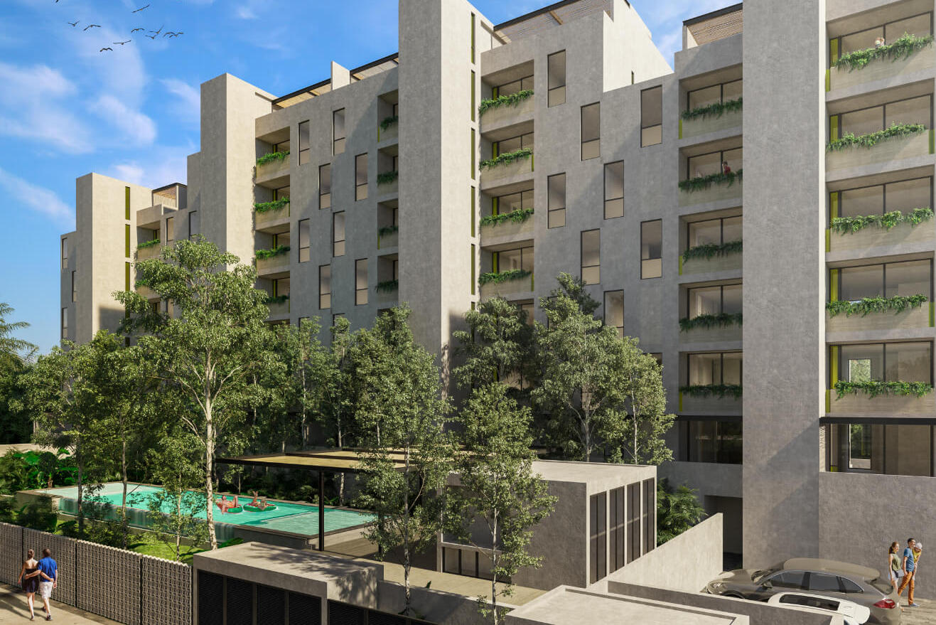Departamento con dos terrazas, alberca, Gimnasio, pre-construccion, venta, Cancun.