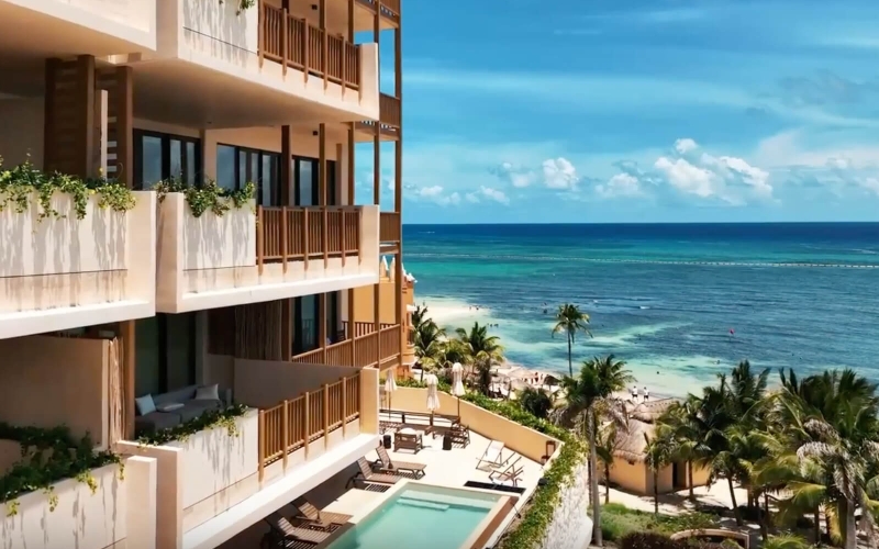 Oceanfront apartment with private pool, 842 m2, luxury condo with amenities, pre-construction, for sale Corasol Playa del Carmen