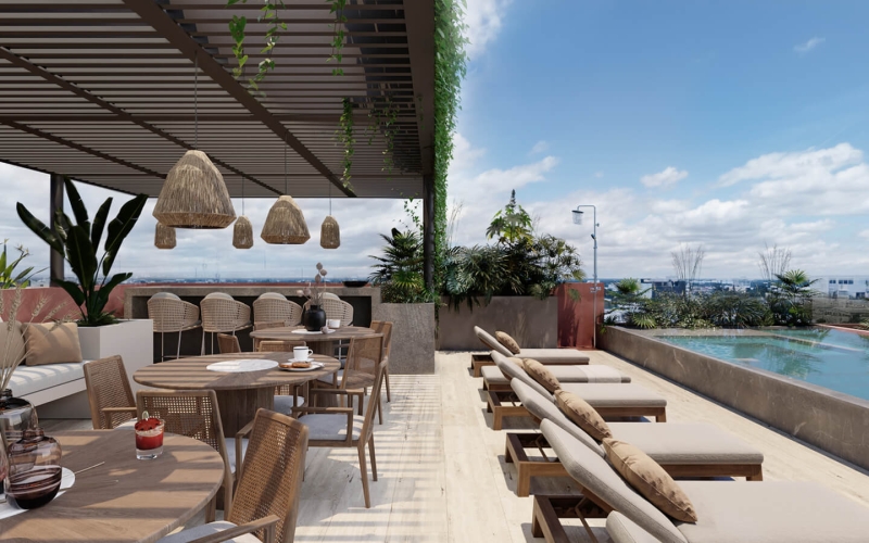 Departamento con alberca infinity, jacuzzi, area de hamacas, gimnasio, co-working, concierge, pre-construccion Playa del Carmen