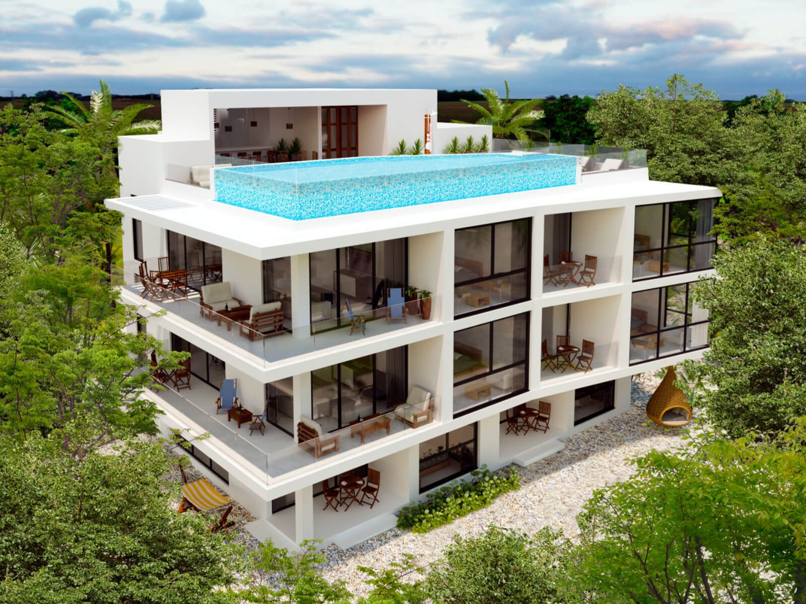 Condo con Balcon, infinity pool y Jacuzzi con vista al mar en venta,  zona centro, en Cozumel, Quintana Roo.