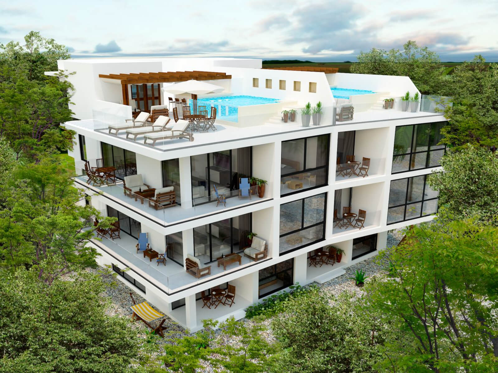 Condo con Balcon, infinity pool y Jacuzzi con vista al mar en venta,  zona centro, en Cozumel, Quintana Roo.