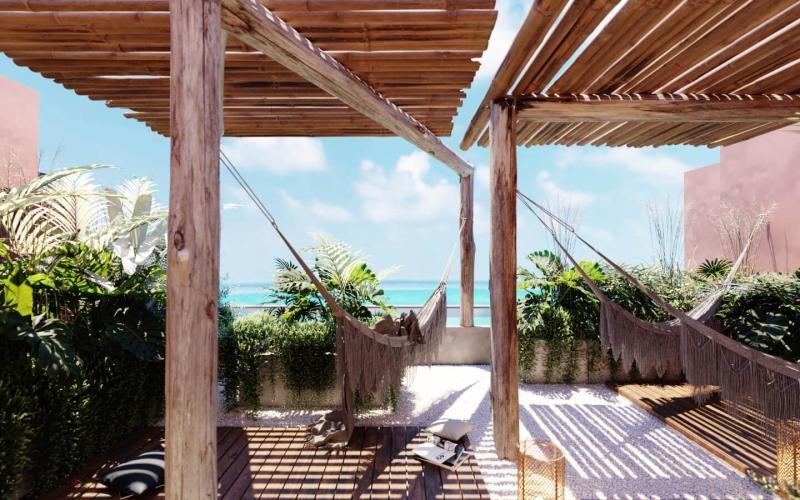 Condominium steps from fifth avenue with infinity pool, jacuzzi, hammock area, gym, co-working, concierge, pre-construction Playa del Carmen