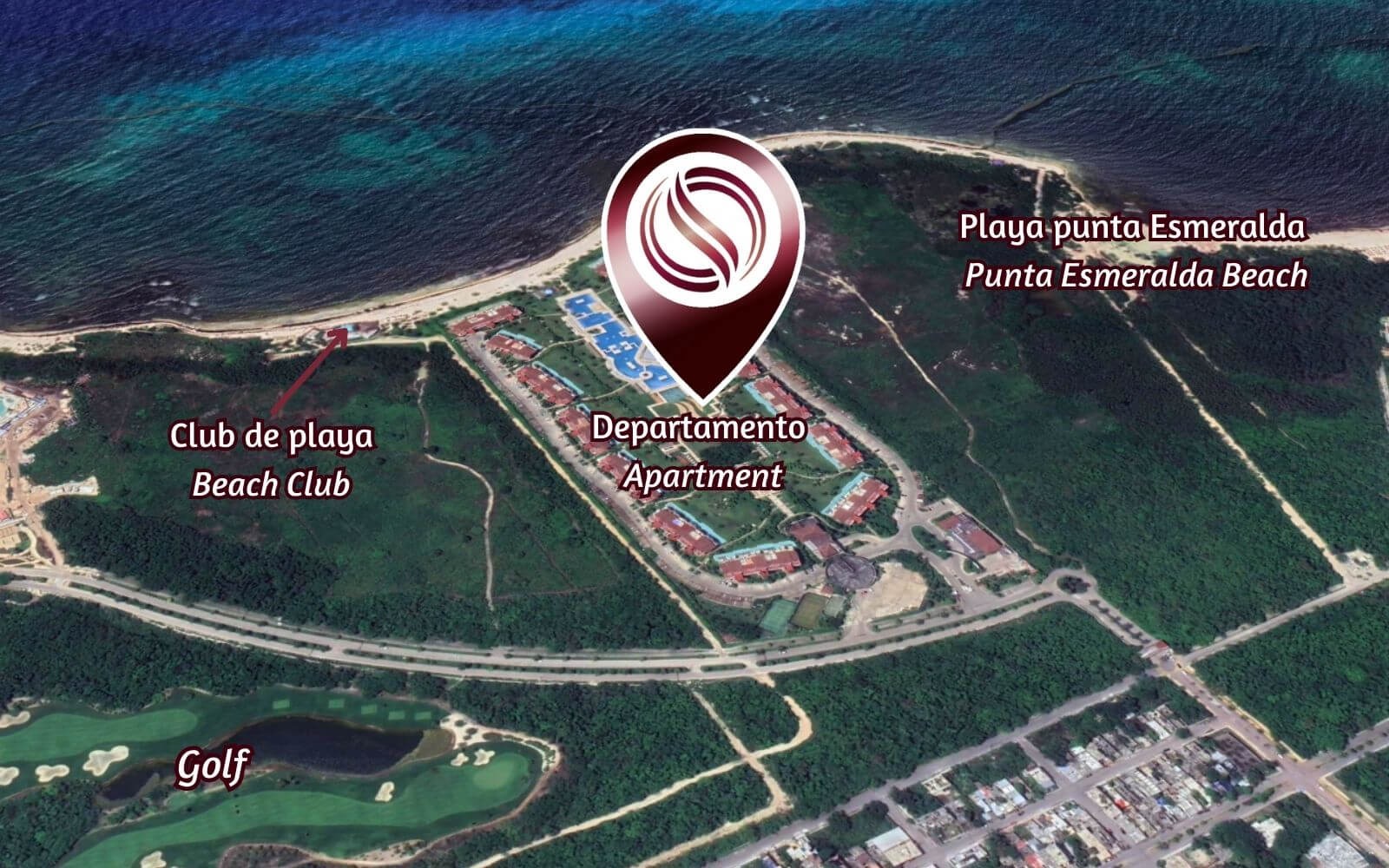 Beachfront condo with private pool, golf course, beach club, relaxing areas with hammocks, Corasol, for sale Playa del Carmen.