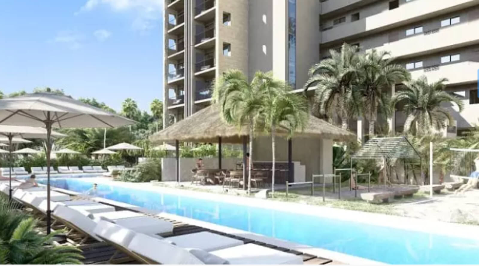 Apartment near the beach, room &amp; pool service, fire pit, playground for children, hammock area, surrounded by green, 1 km from the beach pre