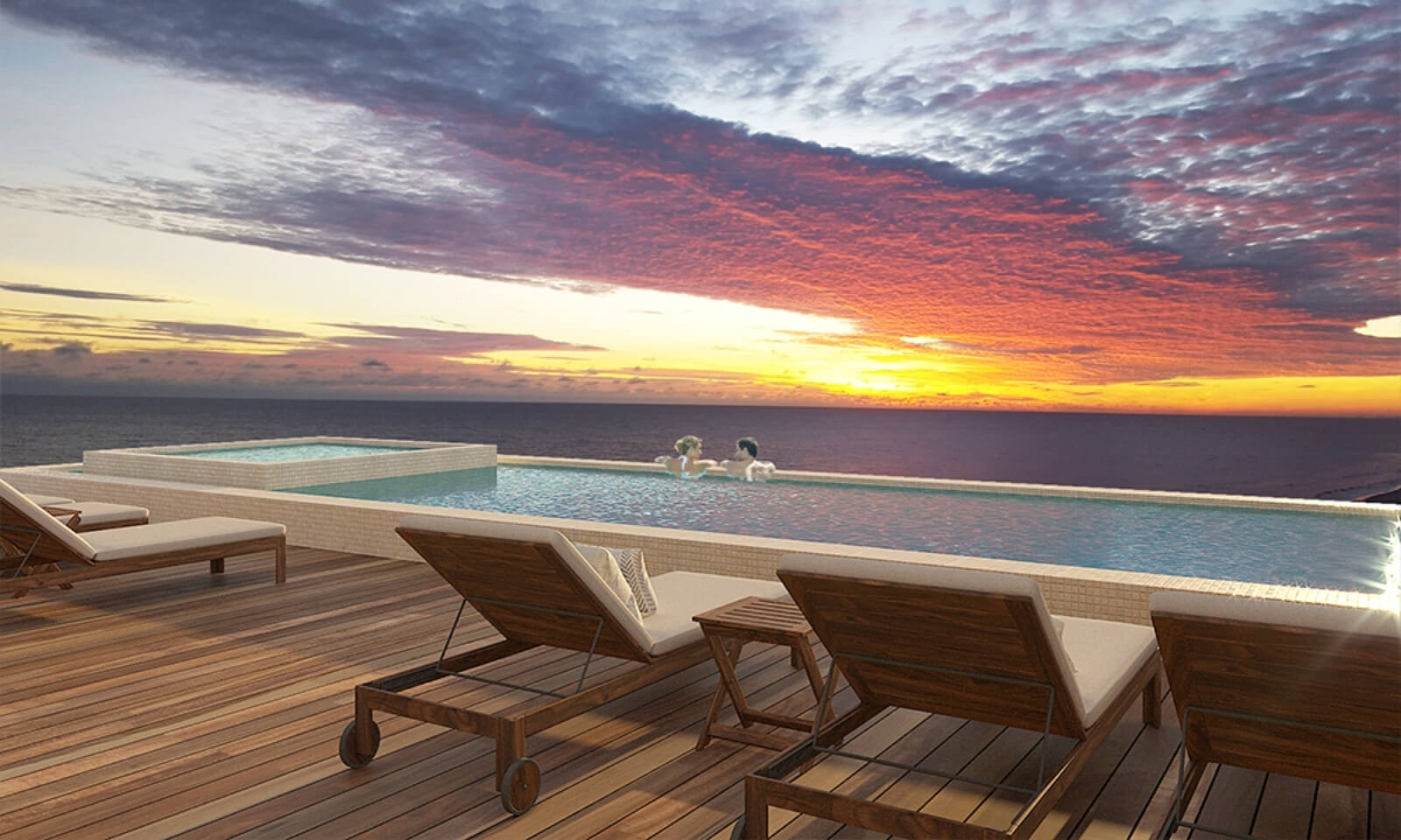 Ocean view rooftop pool, gym, bbq grill, pre-construction condo for sale Cozumel.