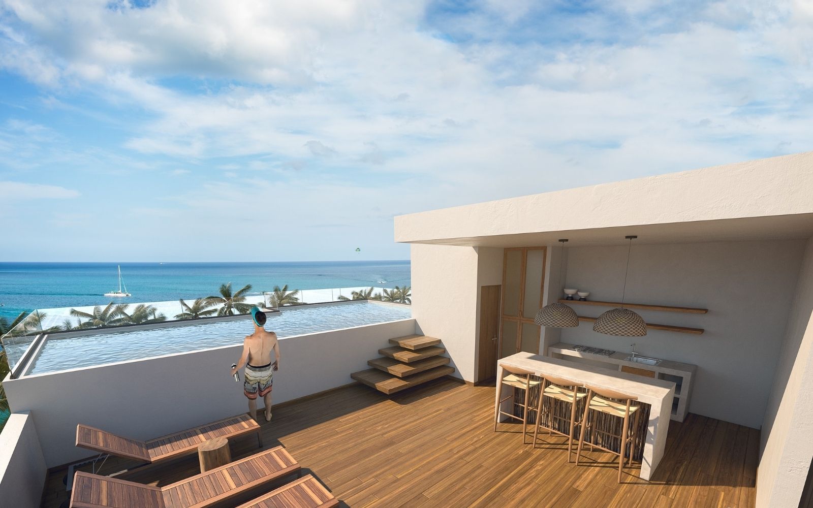 Condominio frente al mar, Jacuzzi privado, amueblado, alberca, venta en Puerto Morelos.