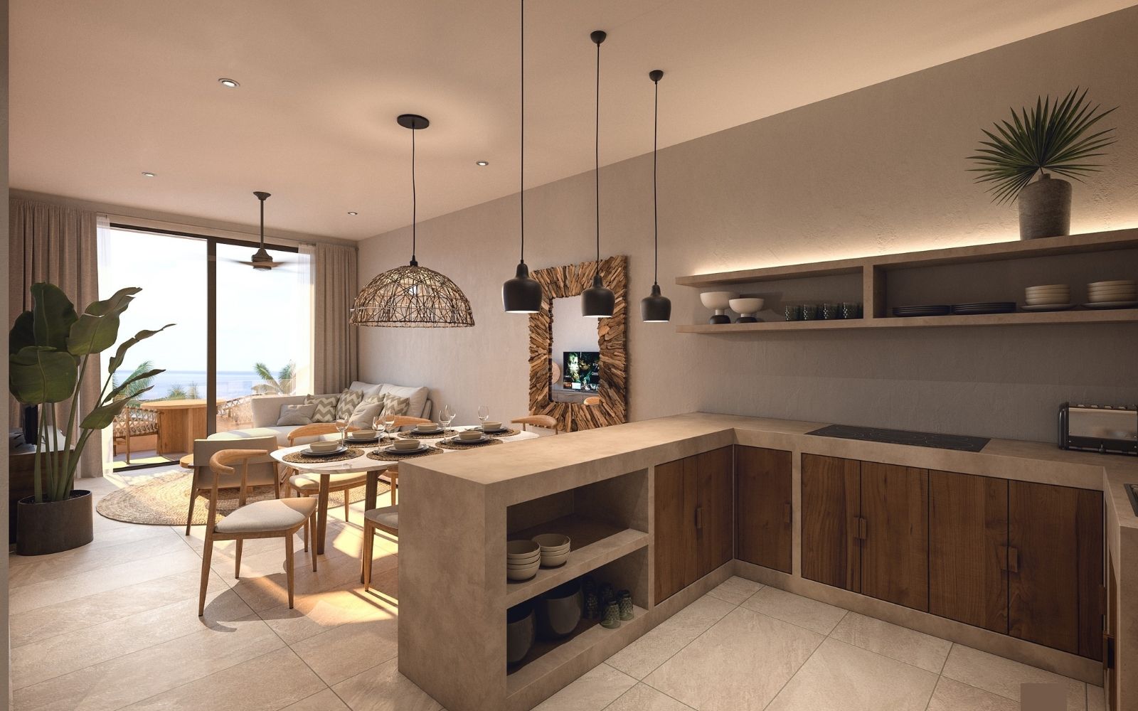 Beachfront condo with terrace and private Jacuzzi, pre-construction, for sale in Puerto Morelos.