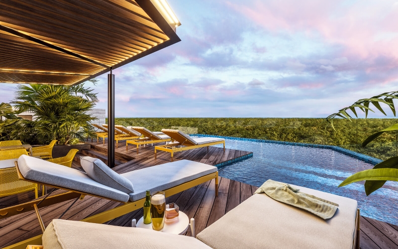 Penthouse with pool, hammocks, outdoor cinema, for sale Playa del Carmen