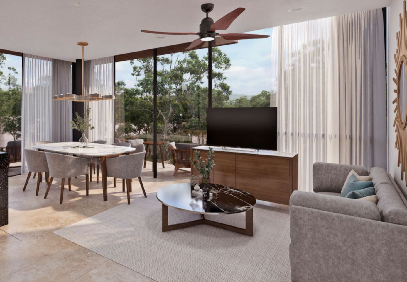 Golf course view condo with clubhouse, cenotes, beach club, parks, 2 covered parking spaces, pre-construction- sale Playa del Carmen.