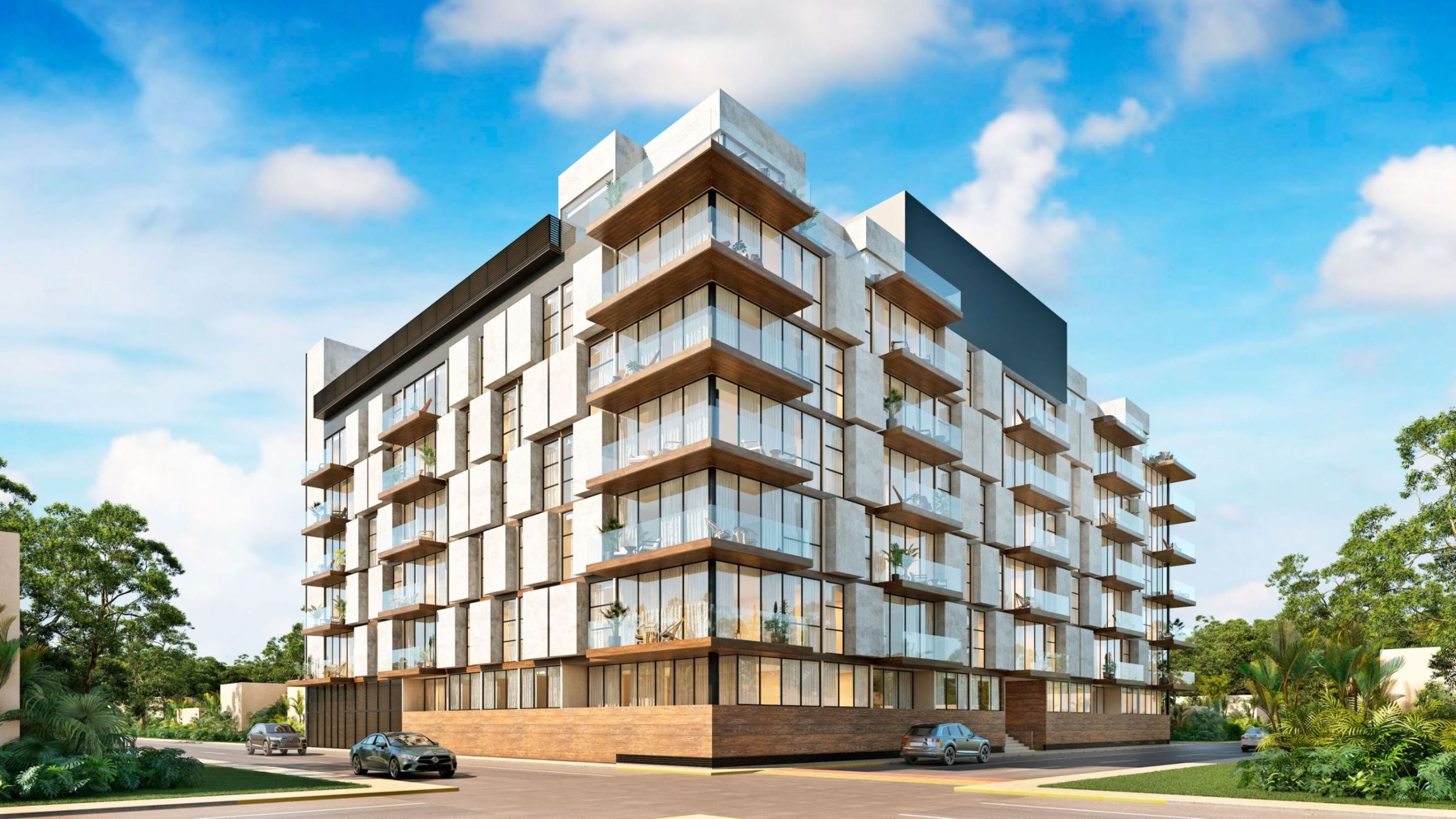 Golf course view condo with clubhouse, cenotes, beach club, parks, 2 covered parking spaces, pre-construction- sale Playa del Carmen.