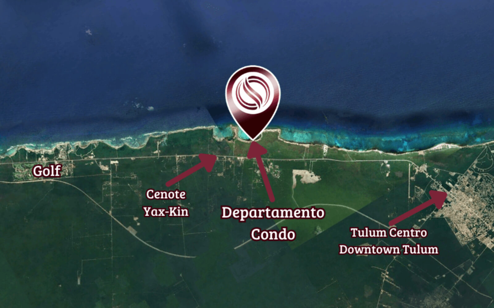 Apartment with common terrace overlooking the sea, barbecue area and pool, access to the beach, pre-construction, for sale Bahia Tankah