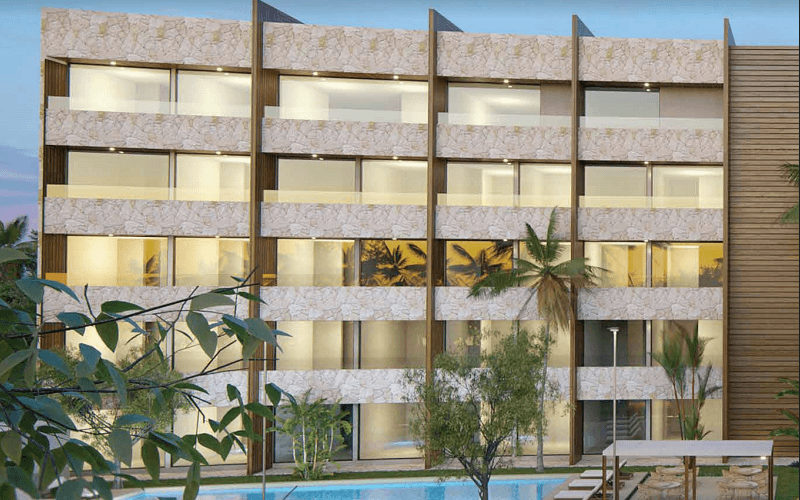 Apartment, with garden, pool, paddle tennis court, volleyball court, North Hotel Zone, Cozumel.