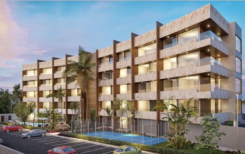 Apartment, with garden, pool, paddle tennis court, volleyball court, North Hotel Zone, Cozumel.