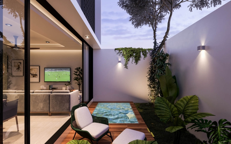 House with pool, solar panel, clubhouse with amenities, for sale Cholul Merida