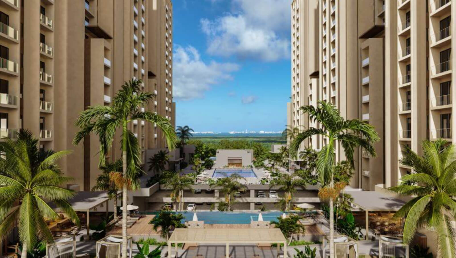 Apartment with terrace, jacuzzi, pool overlooking the lagoon, sale Cancun.