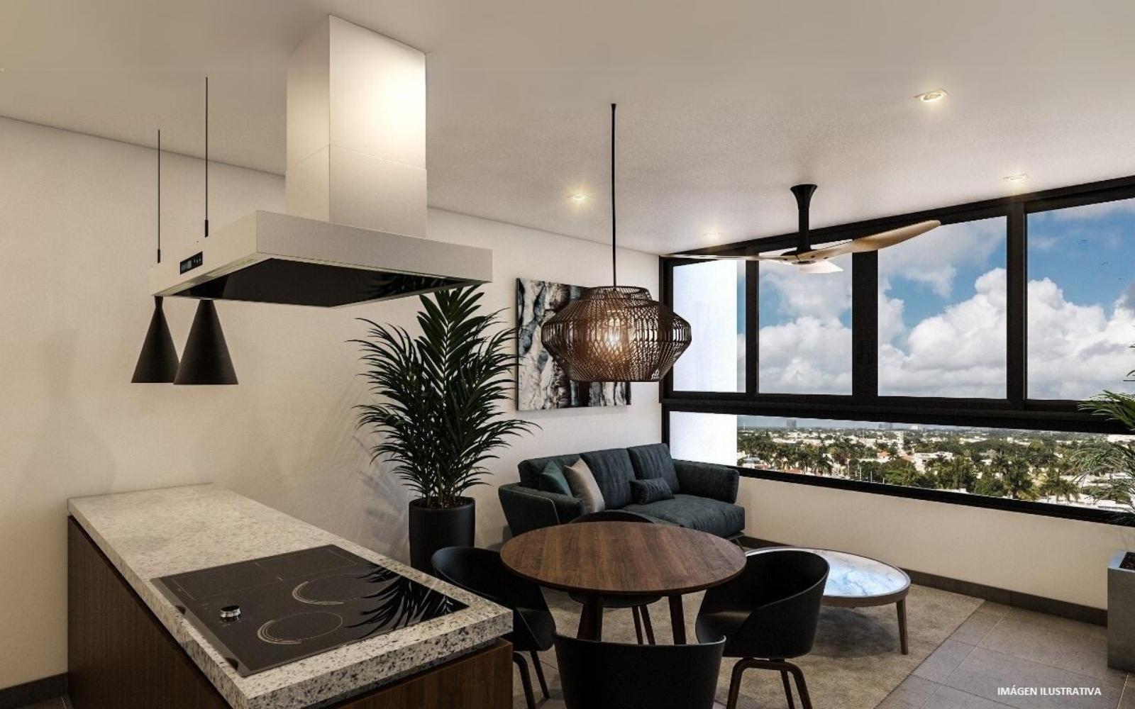 Apartment with terrace, pool, golf simulator, running track for sale, North Zone, Merida.