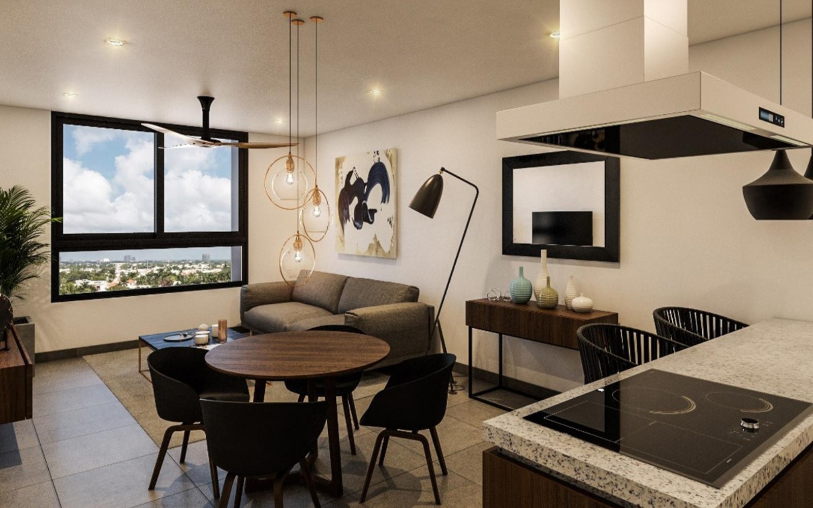 Apartment with terrace, pool, golf simulator, running track for sale, North Zone, Merida.