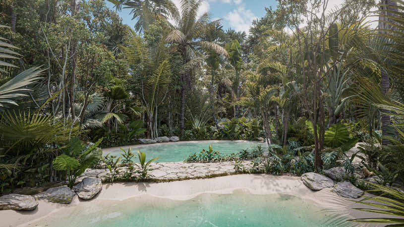 Land with clubhouse, private community surrounded by nature for sale Tulum.