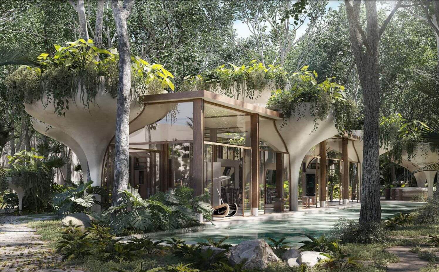 Land with clubhouse, private community surrounded by nature for sale Tulum.