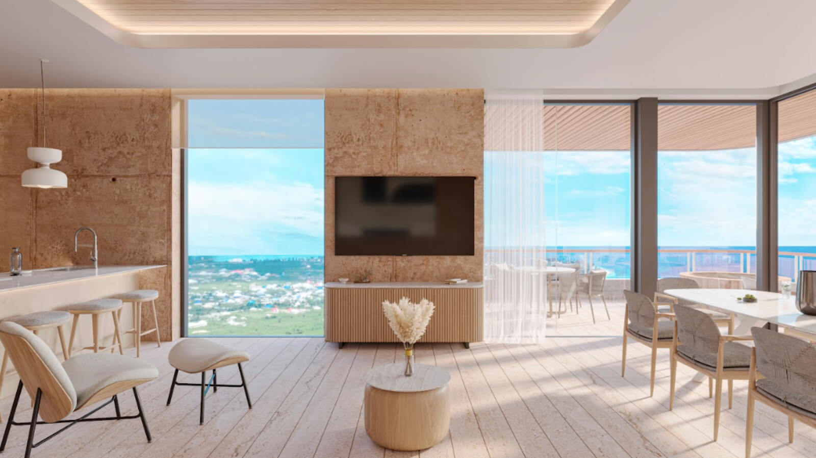 Departamento con alberca com&uacute;n, vista al mar en venta, Pueblo, Puerto Morelos