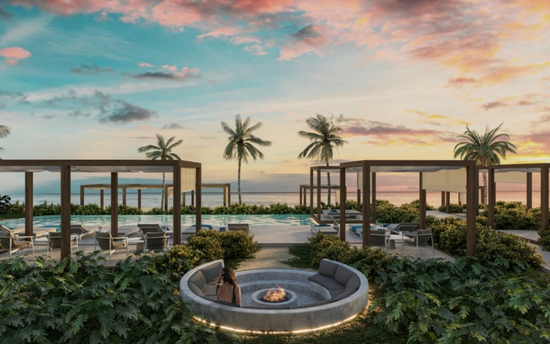 Beachfront apartment with terrace and Jacuzzi, gym and Electric Bicycles, pre-construction, for sale in Puerto Morelos.