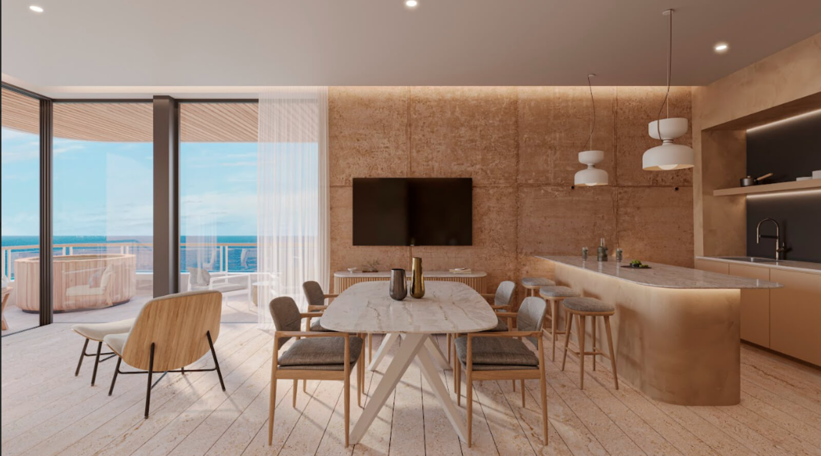 Apartment with private pool, for sale, beachfront, Puerto Morelos.