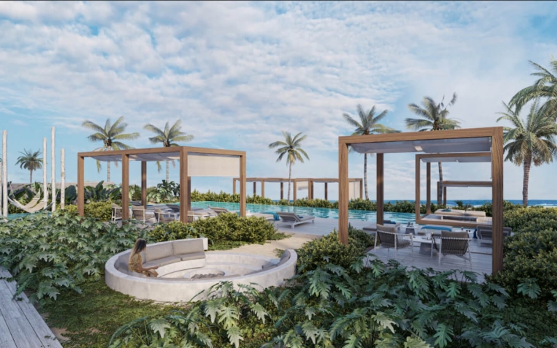 Sea view condominium with terrace, private Jacuzzi, pre-construction, for sale in Puerto Morelos.