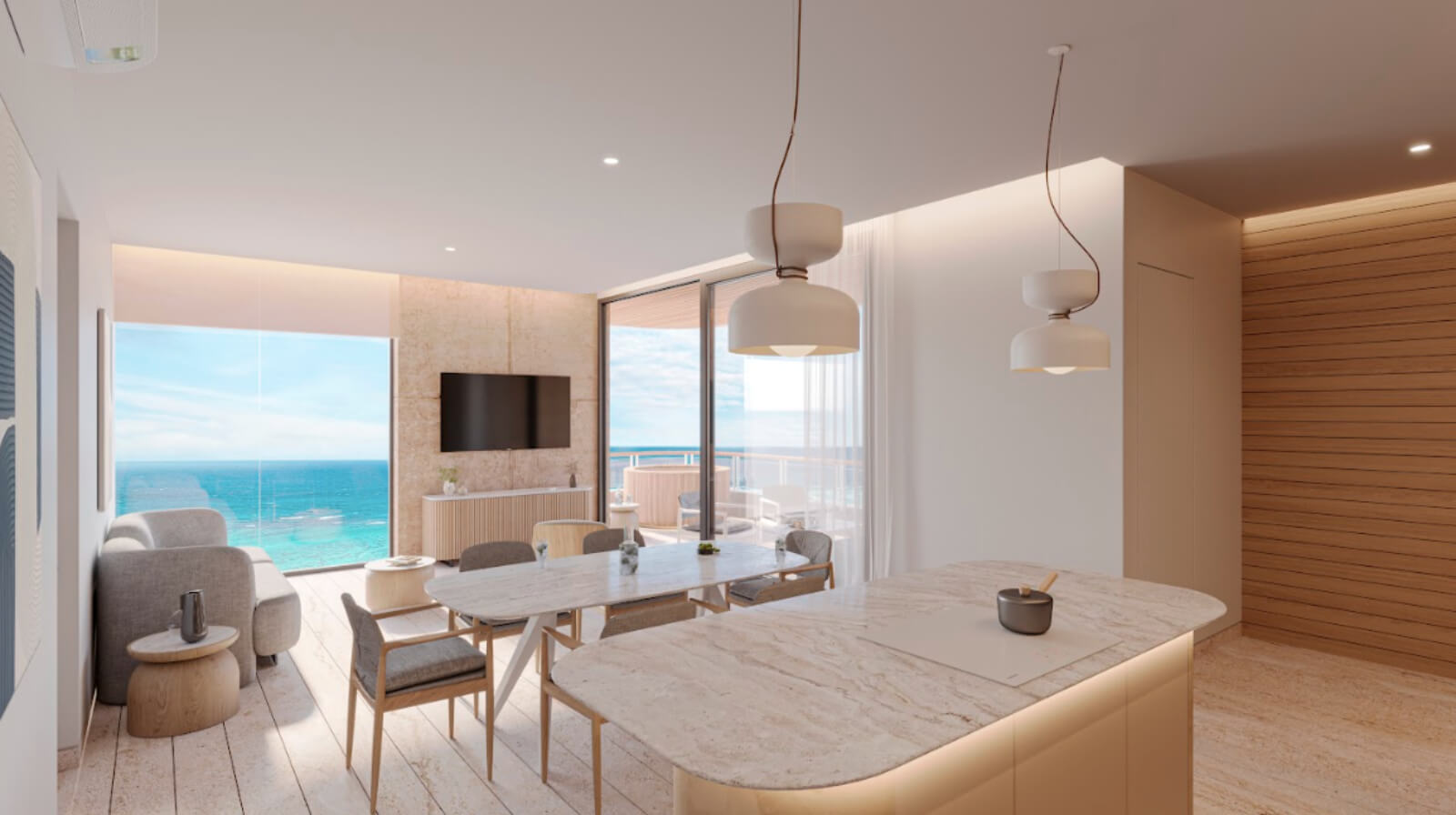 Departamento frente al mar en planta baja, en pre-construccion, Puerto Morelos, venta.