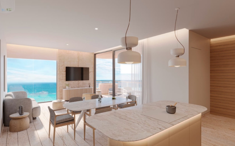 Departamento vista al mar amueblado con Jacuzzi, pre-construcci&oacute;n,  Venta en Puerto Morelos.